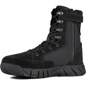 ⚡ Men's Deep Black Combat Suede Leather Lightweight Military Work Desert Boot